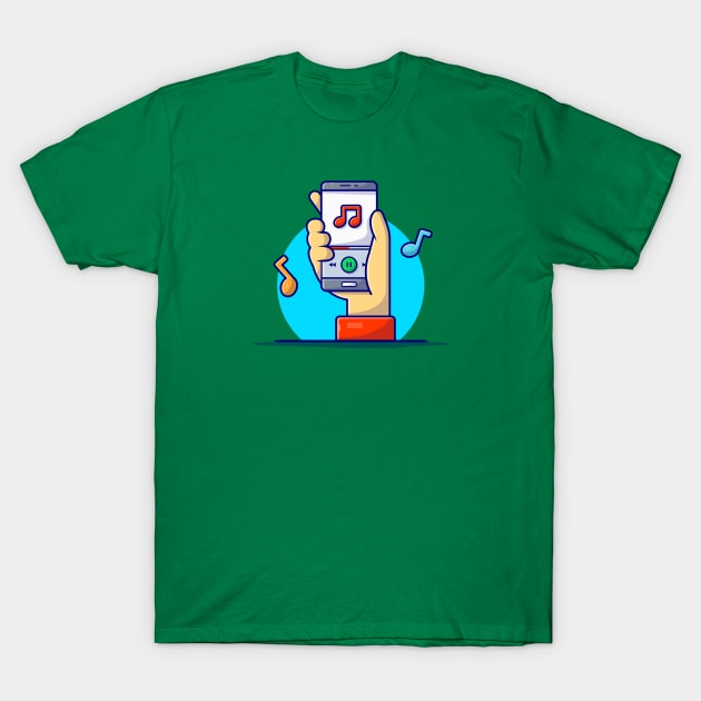 Online Music Player with Hand, Tune and Note of Music Cartoon Vector Icon Illustration T-Shirt by Catalyst Labs